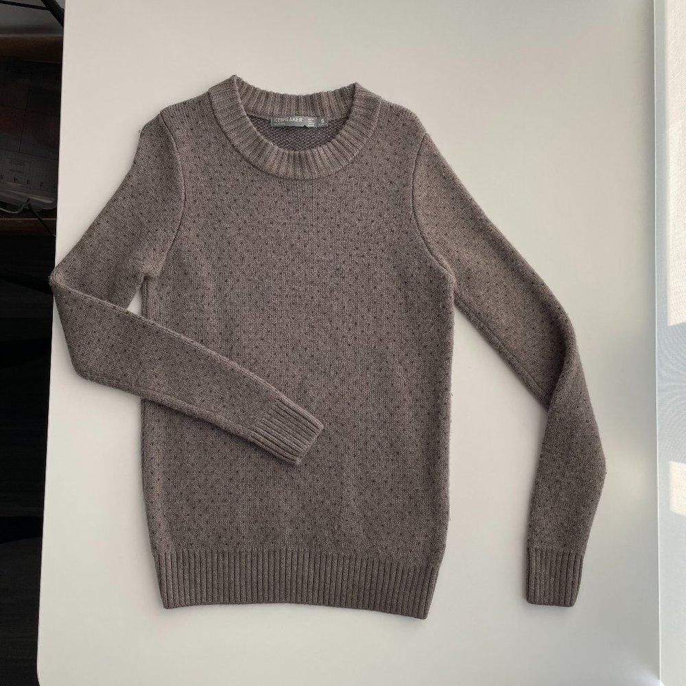 Icebreaker Merino Wool Brown Polka Dot Pullover Sweater Women's Size Small S